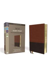 NIV, Reference Bible, Giant Print, Imitation Leather, Brown, Red Letter Edition, Comfort Print