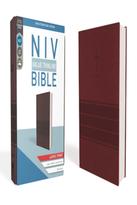 NIV, Value Thinline Bible, Large Print, Imitation Leather, Burgundy