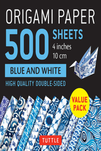 Origami Paper 500 Sheets Blue and White 4 (10 CM)