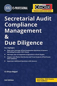 Taxmann's CRACKER for Secretarial Audit Compliance Management & Due Diligence ? Covering Topic-wise Past Exam Questions & Sub-topic wise Arrangement of Questions | CS Professional | June 2022 Exams [Paperback] CS Divya Bajpai