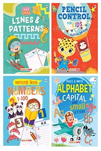 Boxset of Pencil Control and Patterns for Kids (Set of 4 Activity Books) - Practice Patterns, Numbers 1-100 and Alphabet