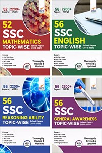 56 SSC Topic-wise Solved Papers (2010 - 2021) - CGL, CHSL, MTS, CPO - Mathematics, English, Reasoning Ability & General Awareness - set of 4 Books 4th Edition