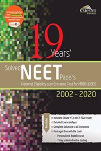 Wiley's 19 Years' Solved NEET Papers 2002 - 2020