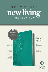 NLT Compact Giant Print Bible, Filament-Enabled Edition (Leatherlike, Peony Rich Teal, Red Letter)