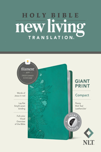 NLT Compact Giant Print Bible, Filament-Enabled Edition (Leatherlike, Peony Rich Teal, Indexed, Red Letter)