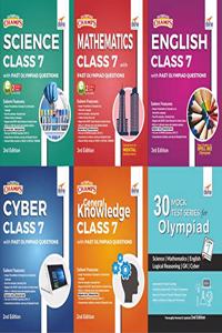 Olympiad Champs Science, Mathematics, English, Cyber & GK Class 7 with 30 Mock Tests (Set of 6 Books) 2nd Edition