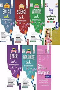 Olympiad Champs Science, Mathematics, English, Logical Reasoning, Cyber & GK Class 4 with 28 Mock Tests (set of 7 books) 2nd Edition