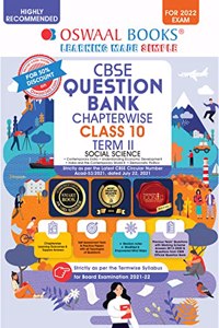 Oswaal CBSE Question Bank Chapterwise For Term 2, Class 10, Social Science (For 2022 Exam)
