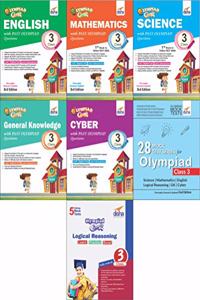 Olympiad Champs Science, Mathematics, English, Logical Reasoning, Cyber & GK Class 3 with 28 Mock Tests (Set of 7 Books)