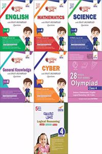 Olympiad Champs Science, Mathematics, English, Logical Reasoning, Cyber & GK Class 4 with 28 Mock Tests (Set of 7 Books)