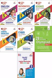 Olympiad Champs Science, Mathematics, English, Logical Reasoning, Cyber & GK Class 5 with 28 Mock Tests (Set of 7 Books)