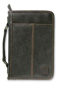 Aviator Bible Cover for Men, Zippered, with Handle, Leather Look, Brown, Extra Large