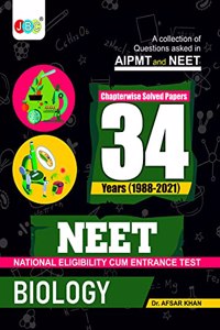 Biology NEET 34 Previous Years Solved Papers Book, NTA 34 Previous Year NEET Questions and Solutions, Best NEET 2022 Preparation Book, Revised Edition, Every NTA Neet 34 Years Biology Questions