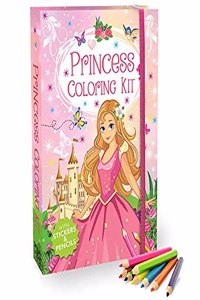 Hello friend Princess Colouring Kit Set for Girls/Kids with 48 Pages Colouring Book, 8 Stickers Sheets, 6 Pencils Colour, 5+yrs