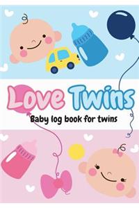 Love Twins - Baby log book for twins