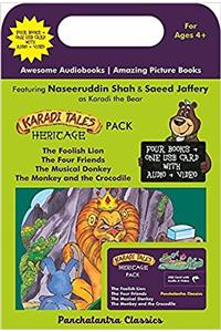 Karadi Tales : Heritage Pack Set Of 4 Books ( Foolish Lion /Monkey & Crocodile/Musical Donkey / Fourfriends(4 Books) + Animated Video of the 4 storeies