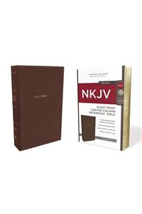 NKJV, Reference Bible, Center-Column Giant Print, Imitation Leather, Brown, Red Letter Edition, Comfort Print