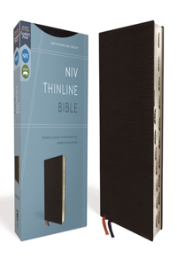 NIV, Thinline Bible, Bonded Leather, Black, Indexed, Red Letter Edition