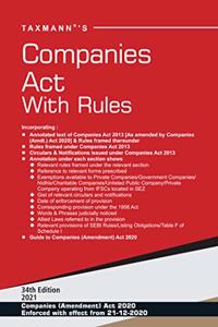 Taxmann's Companies Act with Rules  Most Authentic & Comprehensive Book on Companies Act in India | Amended by Companies (Amendment) Act 2020 & Updated till 21-12-2020 | Paperback Pocket Edition [Paperback] Taxmann