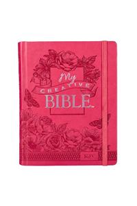 KJV Holy Bible, My Creative Bible, Faux Leather Hardcover - Ribbon Marker, King James Version, Pink Floral W/Elastic Closure