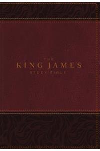 King James Study Bible, Imitation Leather, Burgundy, Indexed, Full-Color Edition