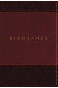 KJV, The King James Study Bible, Leathersoft, Burgundy, Thumb Indexed, Red Letter, Full-Color Edition