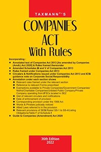Taxmann's Companies Act with Rules  Most Authentic & Comprehensive Book covering Amended, Updated & Annotated text of Companies Act 2013 with 60+ Rules, Circulars & Notifications | Pocket Paperback [Paperback] Taxmann