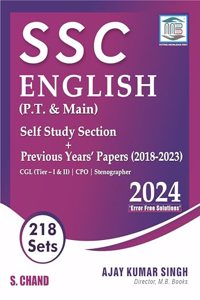 SSC English (P.T. + Main) 218 Sets | Previous Years Papers (2018-2023) CGL Tier 1 & 2 | Error Free Solutions | PYQ | Grammar, Vocabulary | SSC CPO, Stenographer - S.Chand's Competitive Exam Book 2024