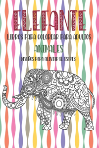 Libros para colorear para adultos - Diseños para aliviar el estrés - Animales - Elefante