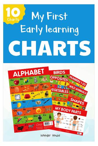 Early Learning Educational 10 Charts Boxset For Kids : Perfect For Homeschooling, Kindergarten and Nursery Students (11.5 Inches X 17.5 Inches) Alphabet, Numbers, Colors, Shapes, Birds, Wild Animals, Fruits, Vegetables, Opposites, My Body Parts