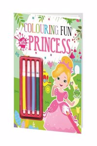 Hello Friend Books Sketch and Colour Fun: Princess - Colouring Book with Set of 4 Sketch Pens