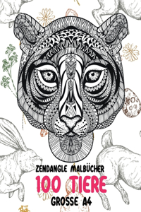 Zendangle Malbücher - Grosse A4 - 100 Tiere