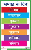 Saptah Ke Din Hindi Weekdays - Thick Laminated Primary Chart