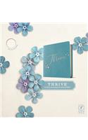 NLT Thrive Creative Journaling Devotional Bible (Hardcover Leatherlike, Teal Blue with Rose Gold)