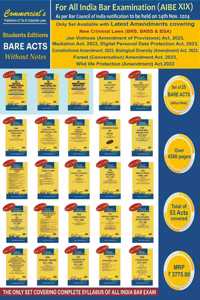 Commercial's Aibe Exam Combo of 25 Bare Acts without Notes, as Per Bar Council of India, New Syllabus for Aibe Xix Exam Covering New Criminal Laws