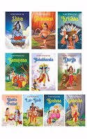 Mythology Tales - Mahabharata, Krishna, Hanuman, Ganesha, Ramayana, Brahma, Shiva, Bhakta Prahlad, Luv-Kush, Durga - for Children (Illustrated) (Set of 10 Books)