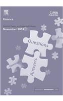 Finance November 2003 Exam Q and As (CIMA November 2003 Exam Q&As)