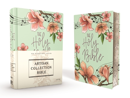 Niv, Artisan Collection Bible, Cloth Over Board, Turquoise Floral, Designed Edges Under Gilding, Red Letter Edition, Comfort Print