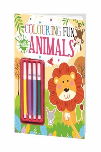 Hello Friend Books Sketch and Colour Fun: Animals - Colouring Book with Set of 4 Sketch Pens