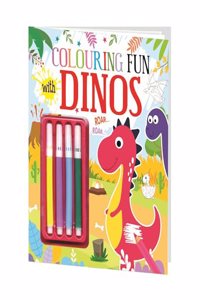 Hello Friend Books Sketch and Colour Fun: Dinos - Colouring Book with Set of 4 Sketch Pens