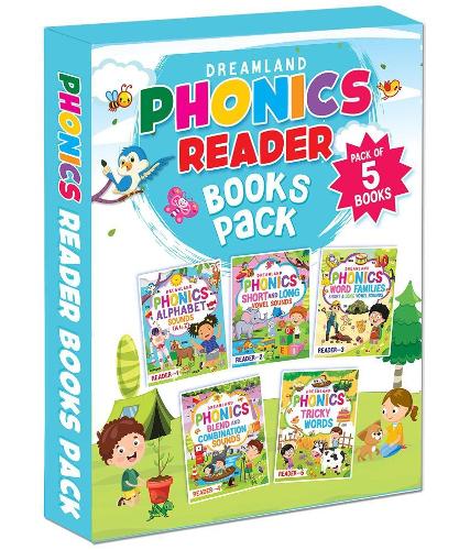 Phonics Reader 5 Books Pack for Children Age 3 -10 Years -Alphabet Sounds, A to Z, Short and Long Vowel Sounds, Word Families Short and Long Vowel Sounds, Blends and Combination Sounds, Tricky Words