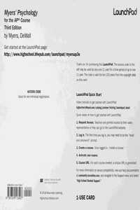 LaunchPad for Myers' Psychology for AP* (One-Use Access)