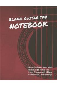 Blank Guitar Tab Notebook: Guitar Tablature Sheet Music Book 8.5x11 Inches 100 Pages 7 Staves with 5 Blank Guitar Chord Chart Per Page (Volume 7)(7 Blank Guitar Tab Notebook)