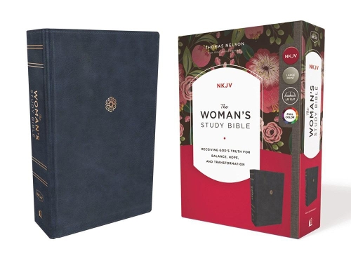 NKJV, The Woman's Study Bible, Leathersoft, Blue, Red Letter, Full-Color Edition