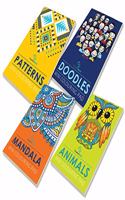 Set of 4 Mini Adult Colouring Pads including Patterns, Mandala, Doodles & Animals