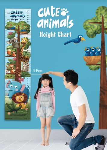 Cute Animals Height Chart: Growth Chart With Measuring Ruler and Stick-on Tape