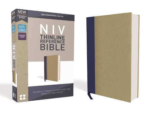 NIV, Thinline Reference Bible, Cloth Over Board, Blue/Tan, Red Letter Edition, Comfort Print