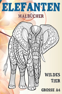 Malbücher - Grosse A4 - Wildes Tier - Elefanten
