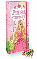 Hello friend Princess Colouring Kit Set for Girls/Kids with 48 Pages Colouring Book, 8 Stickers Sheets, 6 Pencils Colour, 5+yrs