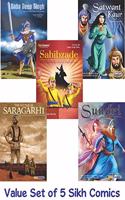 Brave Fearless Sikhs - Sahibzade, Saragarhi, Baba Deep Singh, Sundri, Satwant Kaur - Set of 5 Books (Sikh Comics for Children & Adults)